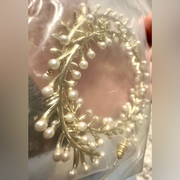 Nicola Bathie Gianna Earrings — Pearl & Crystal Gold Hoops, NWT main image 5